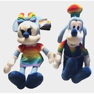 Disney Rainbow Collection Minnie Mouse  Goofy Pride Plush 12" LOT Of 2 New LGBTQ